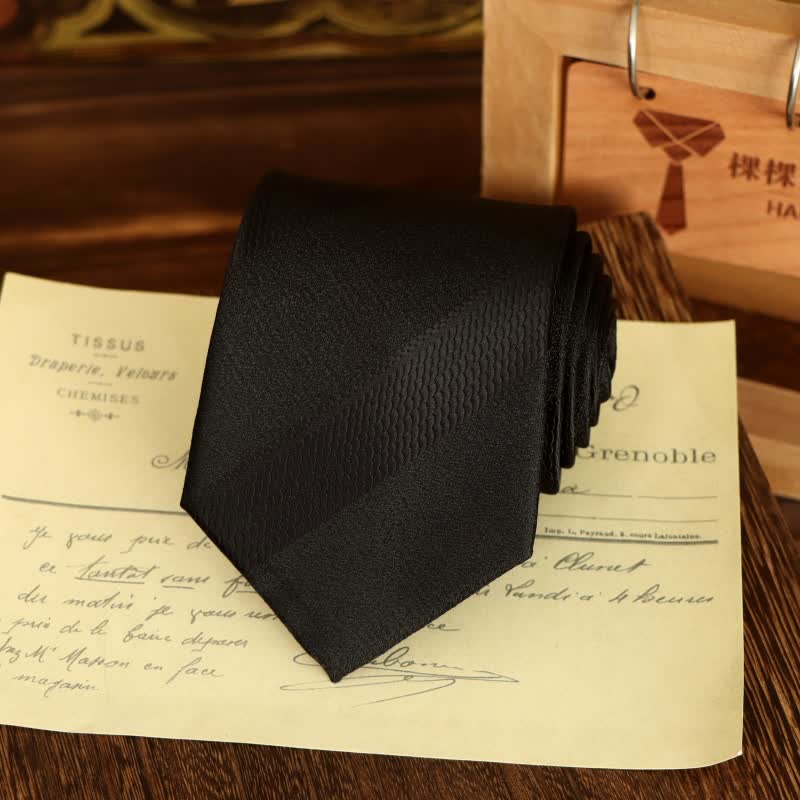 Men's Noble Black Paisley Striped Jacquard Necktie