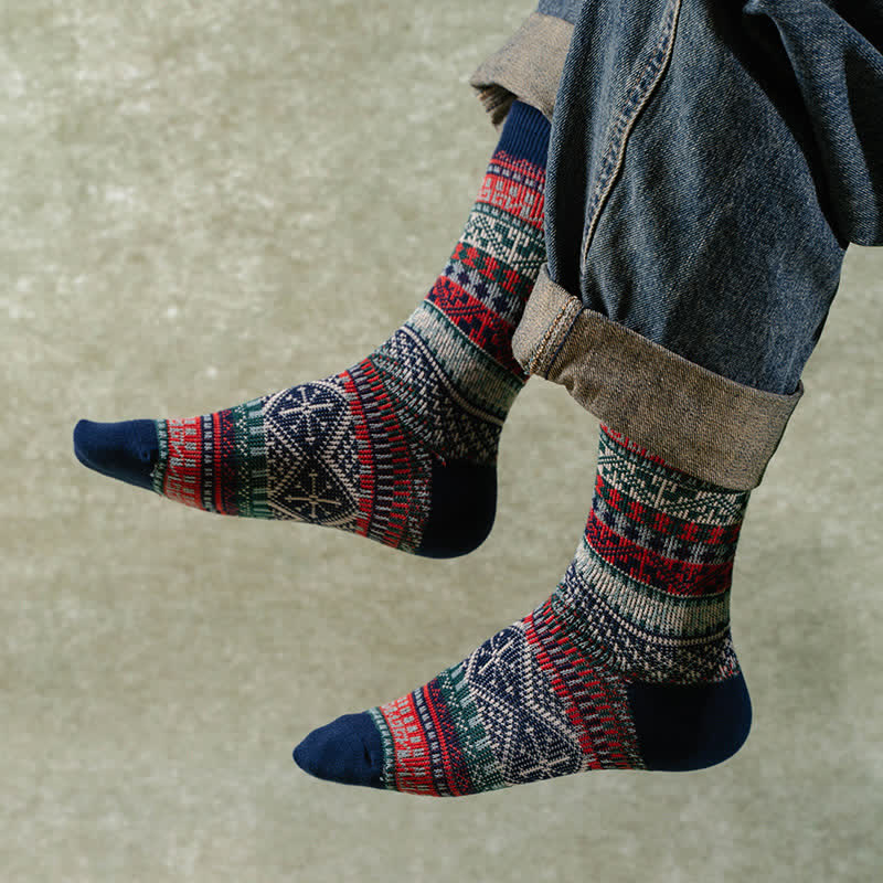 Vintage Tribal Geometric Patterns Cotton Socks