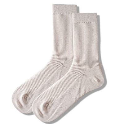 Men's Cozy Solid Color Ribbed Cotton Socks