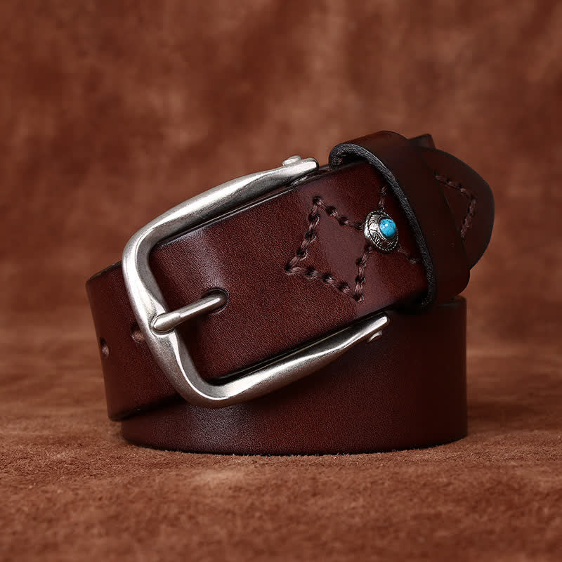 Classic Beaded Embellishments Trendy Leather Belt