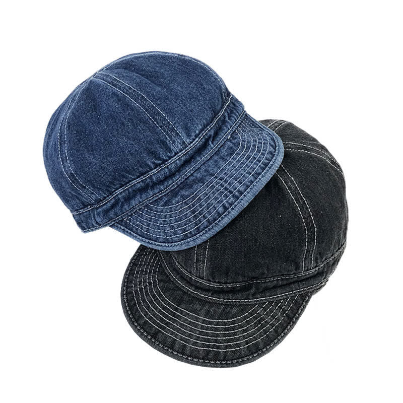 Casual Denim Cotton White Stitching Baseball Cap