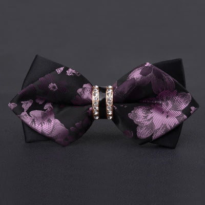Men's Purple Maple Leaves Pointed Bow Tie