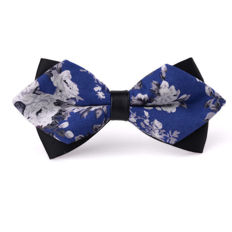 Men's Floral Double Layered Pointed Cotton Bow Tie