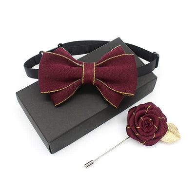 2Pcs Kid's Little Gentleman Multilayer Corsage Bow Tie Set