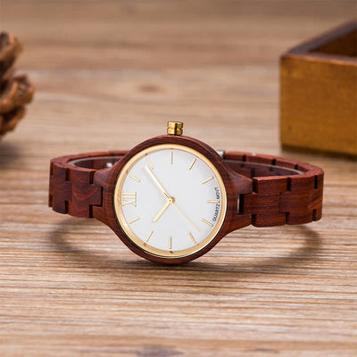 Women's Luxury Natural Wood Thin Strap Wooden Watch