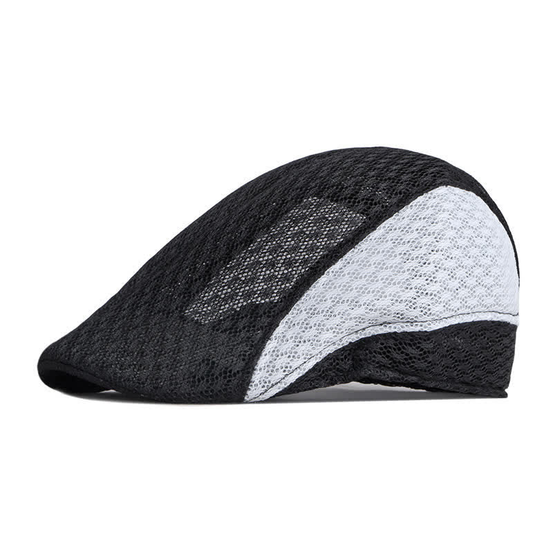 Hollow Out Mesh Summer Black White Flat Beret Hat