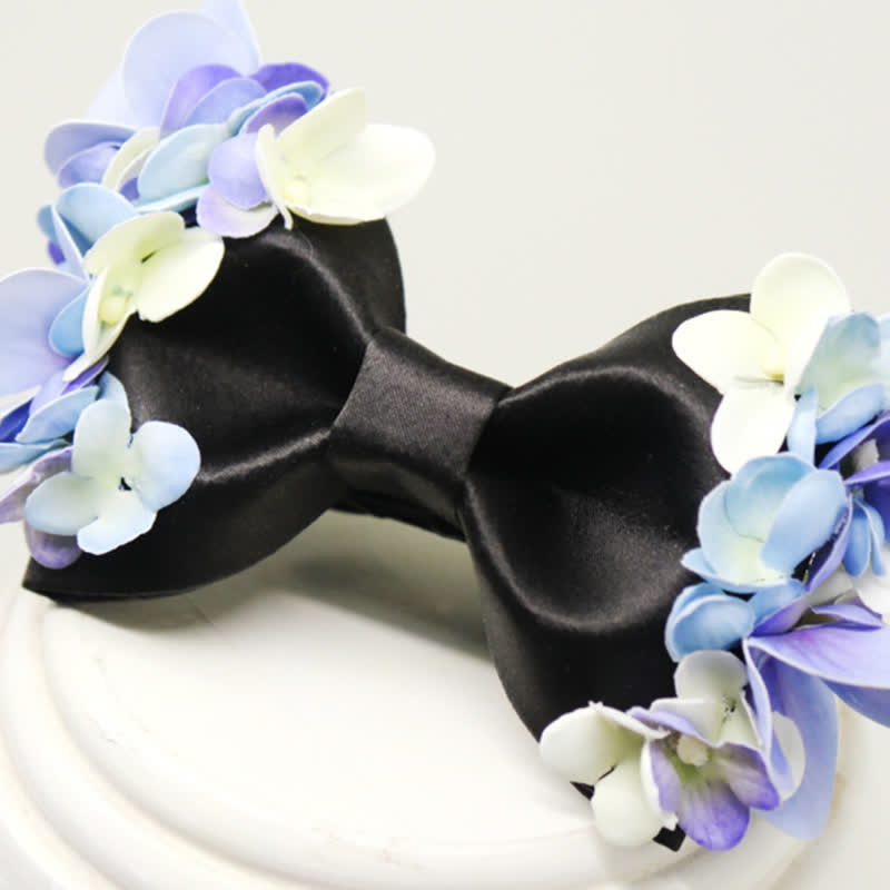 Men's Garden Violet & White Artificial Flower Bow Tie