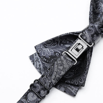 Men's Luxurious Gray Paisley Pattern Bow Tie