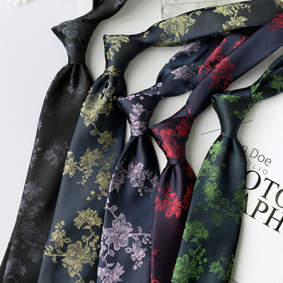 Men's Elegant Iris Floral Pattern Necktie