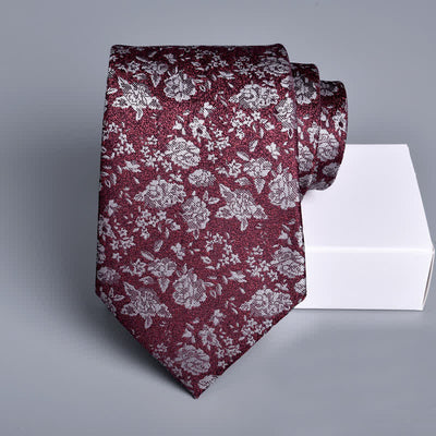 Men's Burgundy Dainty Pastel Floral Formal Necktie