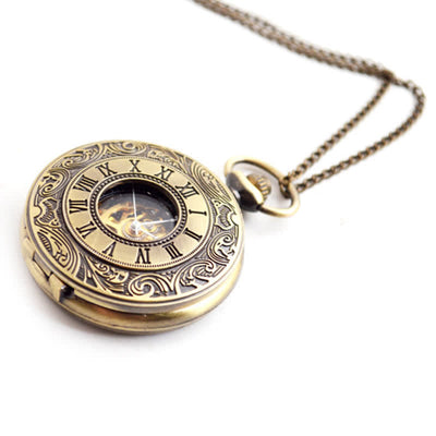 Hollow Rome Double Hunter Case Mechanical Pocket Watch