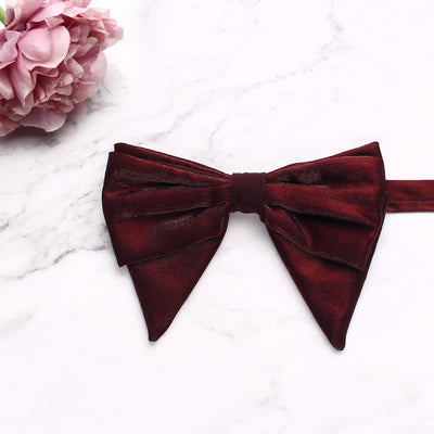 Men's Gloss Fabric Double Layered Oversized Pointed Bow Tie