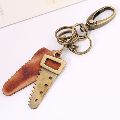 Bronze Saw Creative Bow Knot Leather Keychain