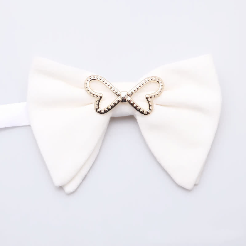 Men's Gold Pearl Velvet Oversized Pointed Bow Tie