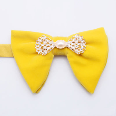 Men's Gold Pearl Velvet Oversized Pointed Bow Tie