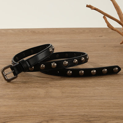 Women's Punk Rock Round Studded Leather Belt