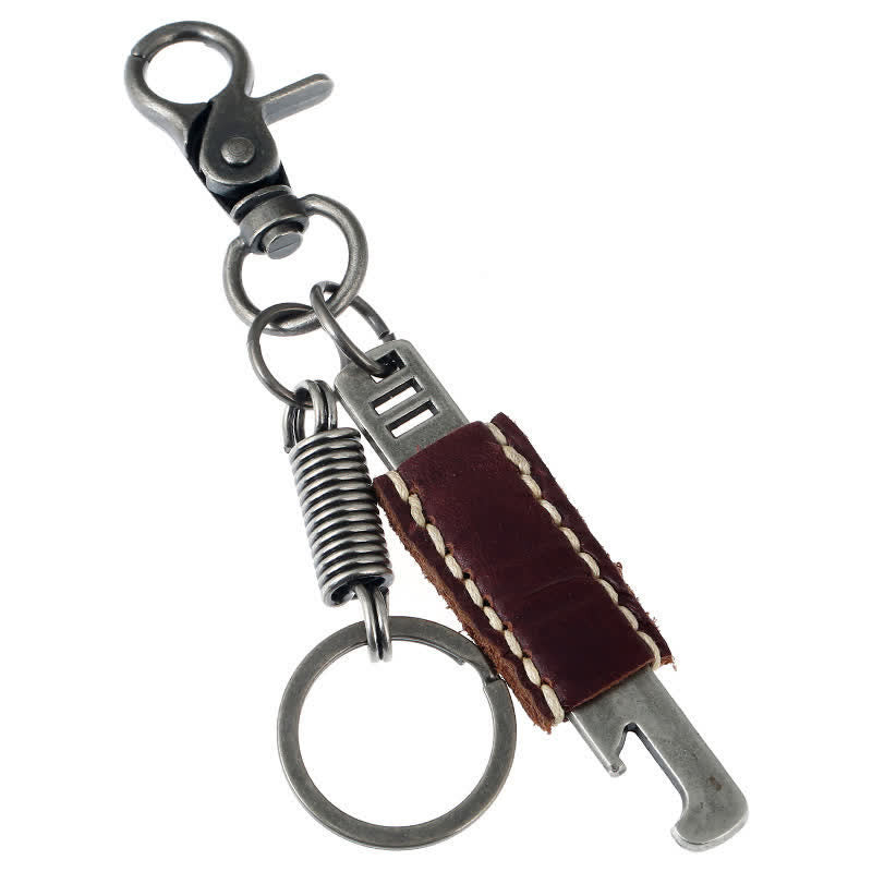 Antique Color Creative Opener Leather Keychain