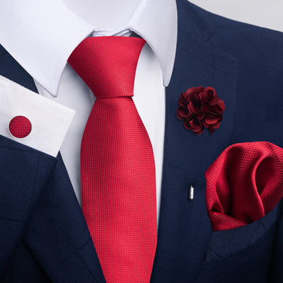 4Pcs Men's Attractive Bright Red Series Necktie Set