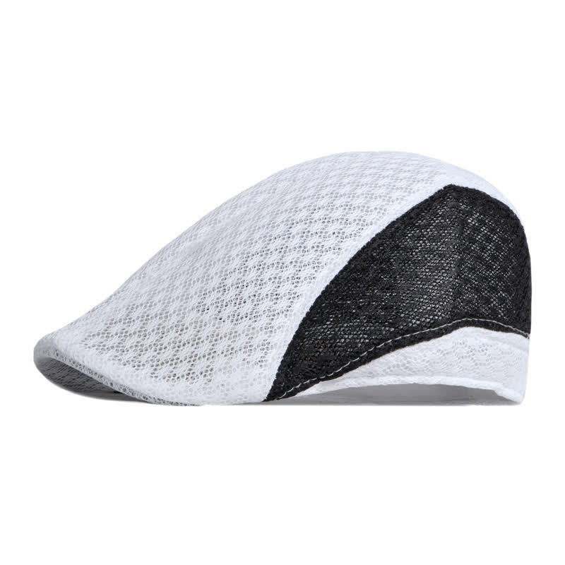 Hollow Out Mesh Summer Black White Flat Beret Hat