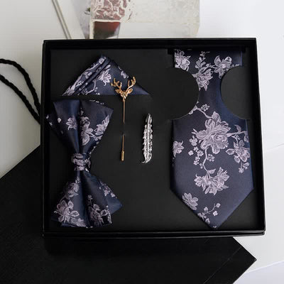 5Pcs Men's Iris Pttern Fashion Wedding Bow Ties Gift Box