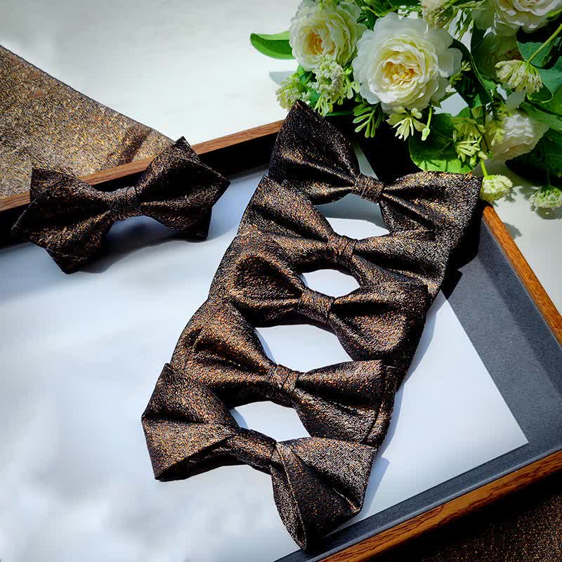 Men's Stylish Bling Brown Coffee Series Bow Tie