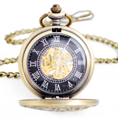 Steampunk Gears Roman Numerals Mechanical Pocket Watch