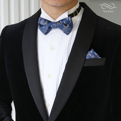 Men's Delicate Blue Floral Printed Bow Tie