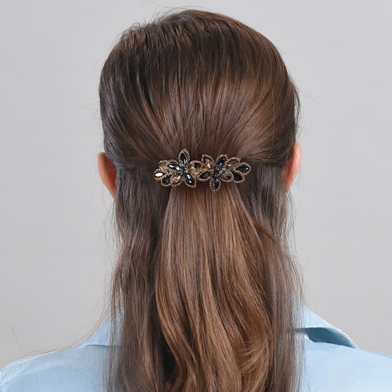 Women's Retro Crystal Flower Spring Hair Clip