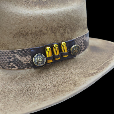 Bullet Decors Snake Skin Pattern Ribbon Cowboy Hat