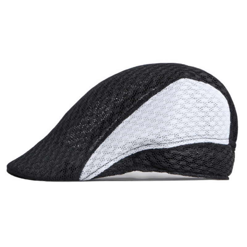 Hollow Out Mesh Summer Black White Flat Beret Hat