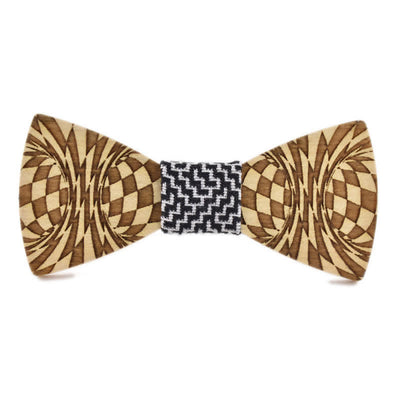 Men's Creative Dizzy Engraving Pattern Wooden Bow Tie