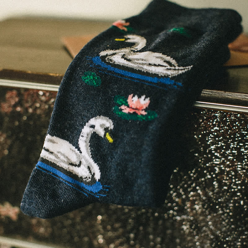 Men's Funky Swimming Swan Crew Socks