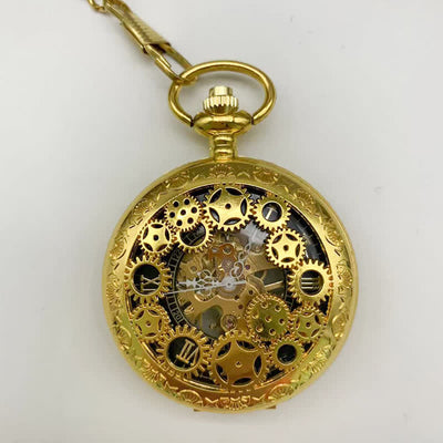 Steampunk Gears Roman Numerals Mechanical Pocket Watch