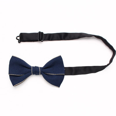 Men's Double Solid Color Line Edge Bow Tie
