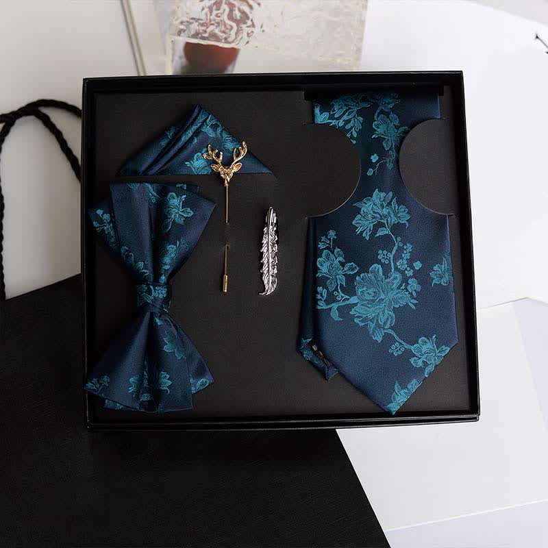 5Pcs Men's Iris Pttern Fashion Wedding Bow Ties Gift Box