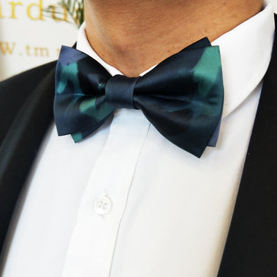 Men's Fancy Midnight Dark Green Bow Tie