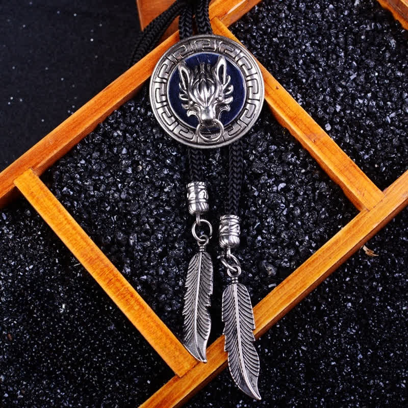 Cowboy 3D Wolf Head Pendant Bolo Tie