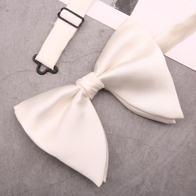 Men's British Style Solid Color Oversized Pointed Bow Tie