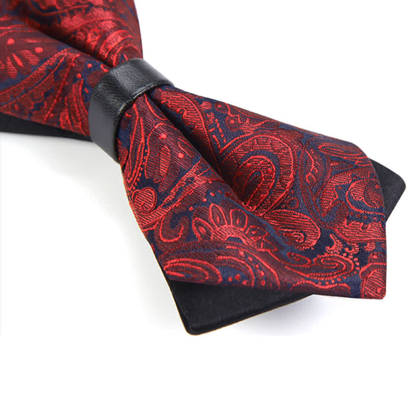 Men's Stalish Paisley Double Layers Pionted Bow Tie