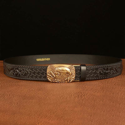 Men's Eagle Buckle Genuine Leather Embossing Belt