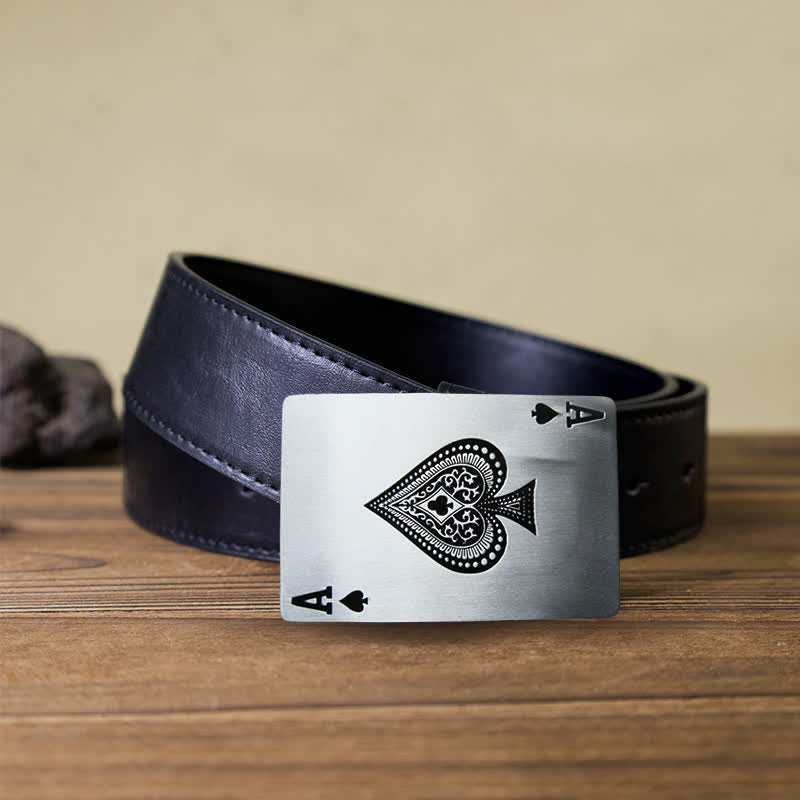 Men's DIY Ace of Spades Buckle Leather Belt