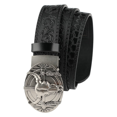Men's Longhorn Bull With Feather Automatic Buckle Leather Belt