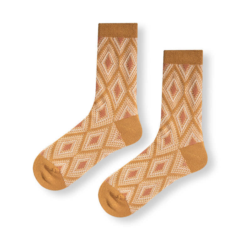 Trendy Funny Mosaic Diamond Cotton Socks