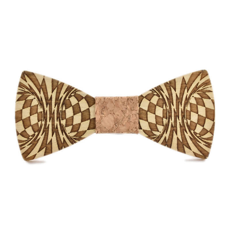 Men's Creative Dizzy Engraving Pattern Wooden Bow Tie