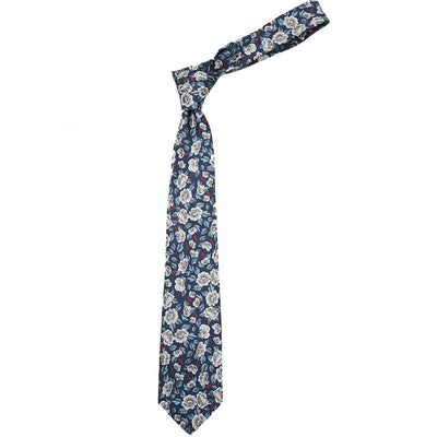 Men's Gray & Navy Flroal Design Casual Business Necktie