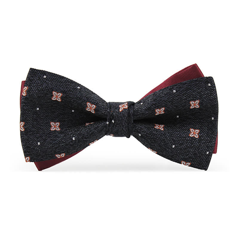 Men's Dark Gray & Burgundy Lucky Stars Silk Bow Tie