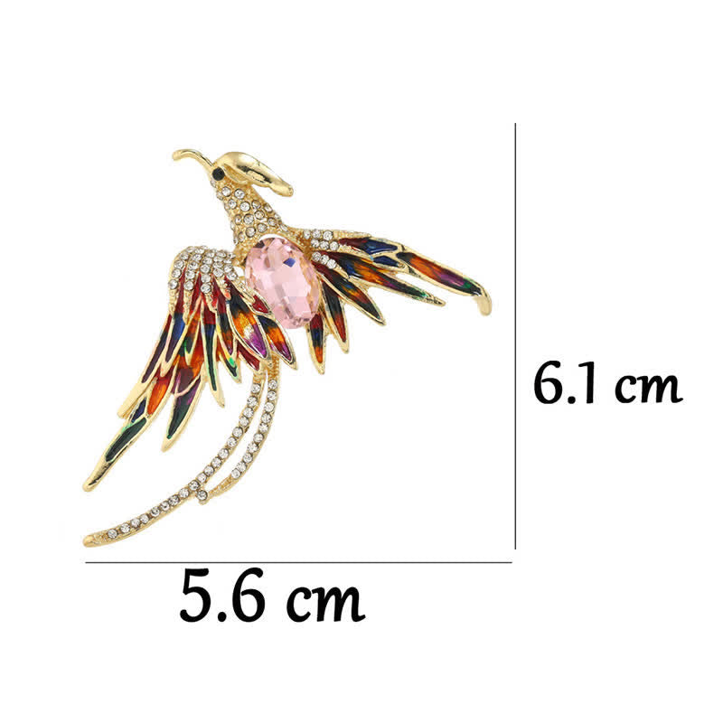 Women's Enamel Flying Phoenix Crystal Brooch