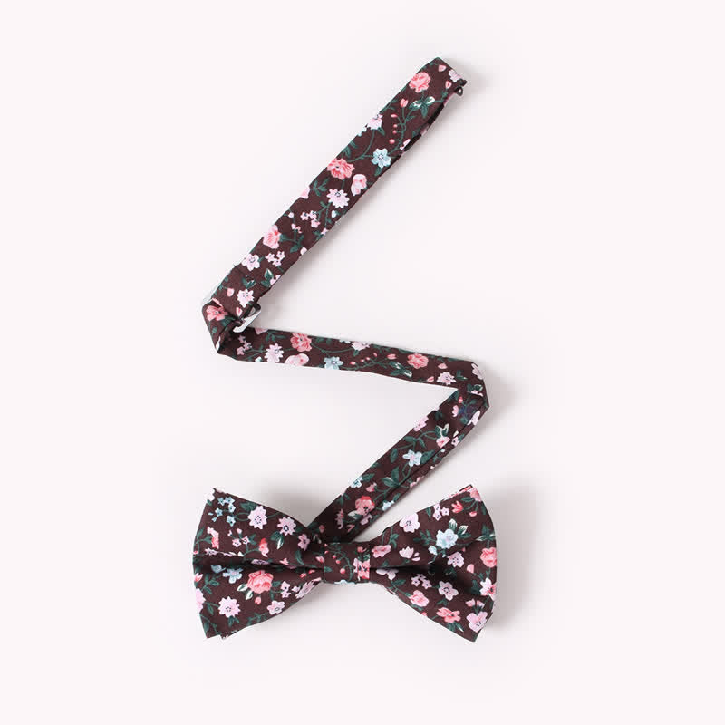 Men's Cotton Floral Print Double Layered Bow Tie