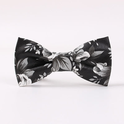 Men's Elegant Beauty Floral Leather Bow Tie