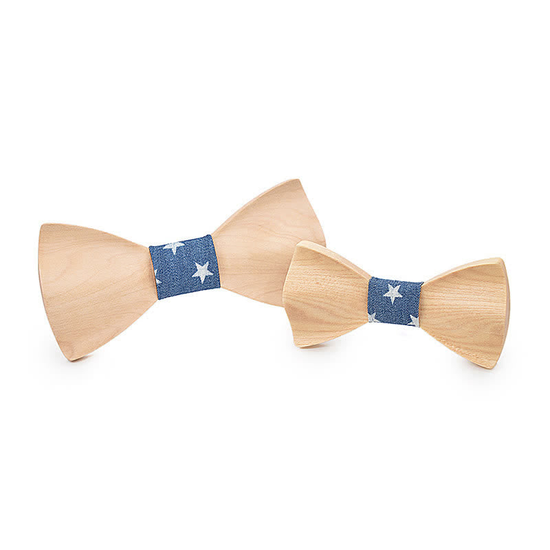 2Pcs Men's Parent-child Maple Wooden Bow Tie Set